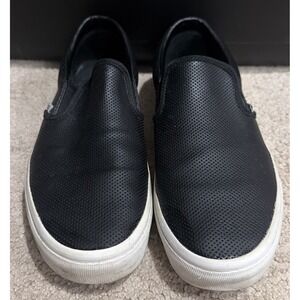 Vans Asher Slip On Deluxe Comfort shoes Men's Size 11 Black Leather Sneakers